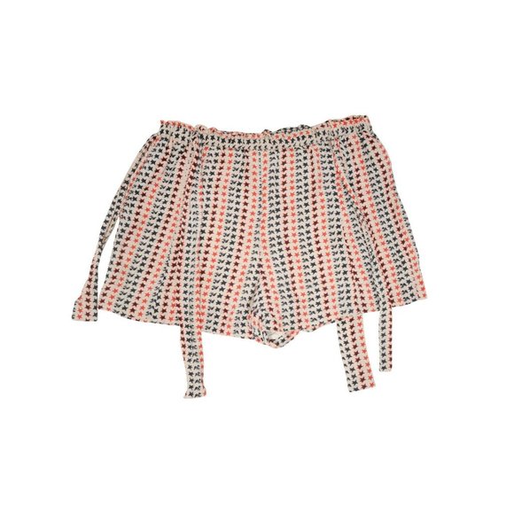 Isabell Marant Etoile Star Bird Print Mel Shorts Size 38 Cream Red Silk - Picture 2 of 11